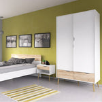 Oslo Wardrobe 2 Doors 2 Drawers in White and Oak FSC Mix 70 % NC-COC-060652