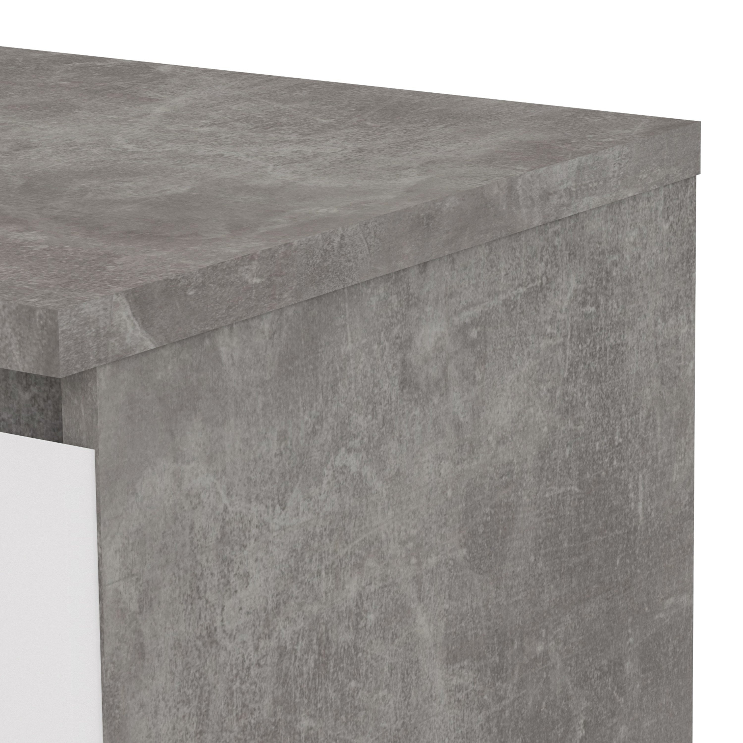 Naia Bedside - 1 Drawer 1 Shelf in Concrete and White High Gloss