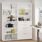 Prima Bookcase 5 Shelves with 2 Drawers + 2 File Drawers in White