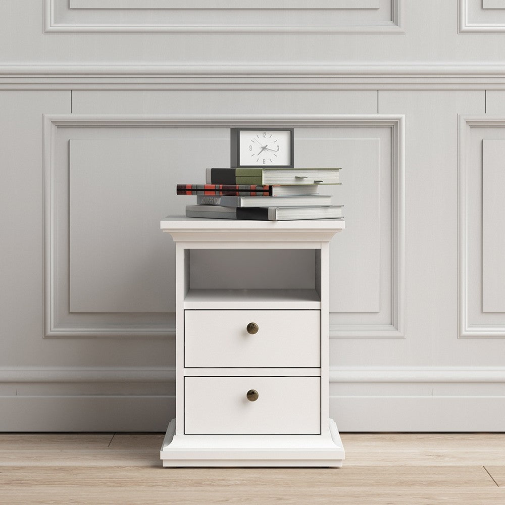 Paris Bedside 2 Drawers in White