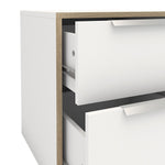 Line Bedside 2 Drawers in White and Oak