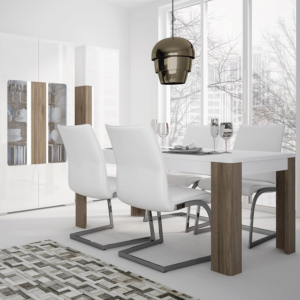 Dining set package Toronto 160 cm Dining Table + 4 Milan High Back Chair Grey.