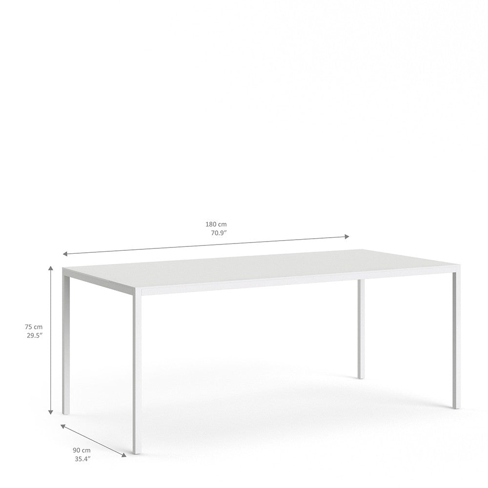 Family Dining Table 180cm White Table Top with White Legs