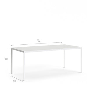 Family Dining Table 180cm White Table Top with White Legs