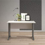 Prima Desk 120 cm in White with Silver grey steel legs