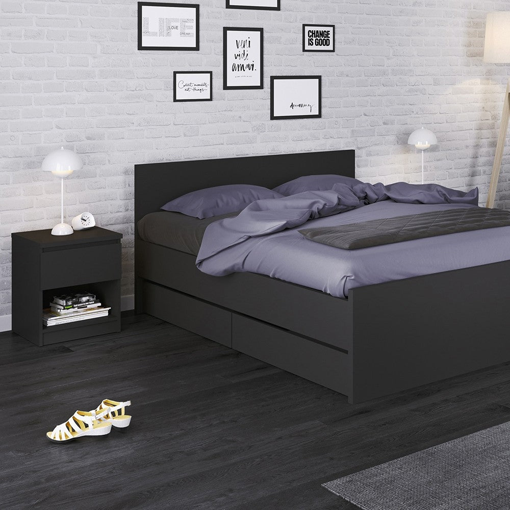 Naia Euro King Bed (160 x 200) in Black Matt