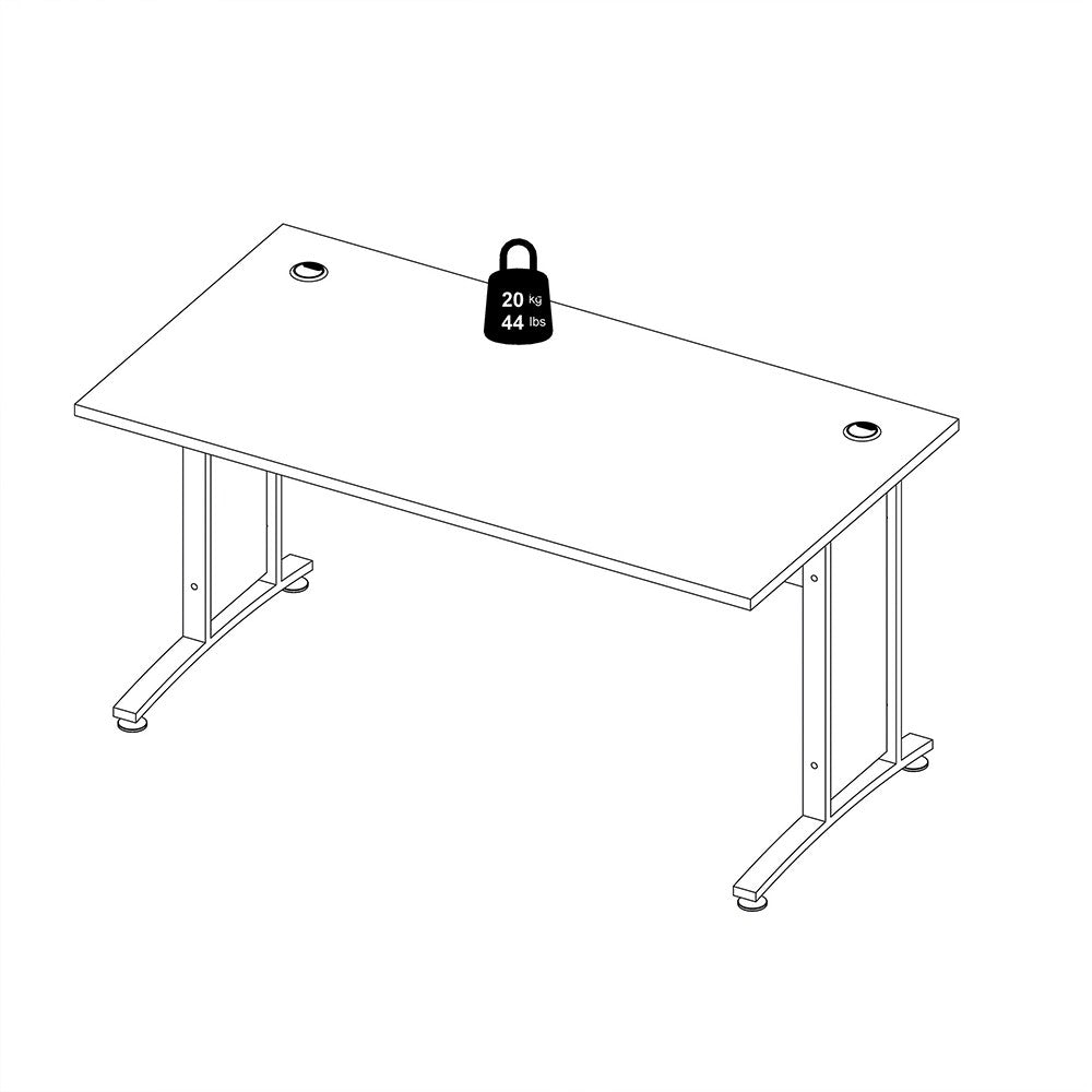Prima Desk 150 cm in Oak with Silver grey steel legs