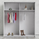 *Verona Sliding Wardrobe 180cm in White with White and Truffle Oak Doors with 2 Shelves