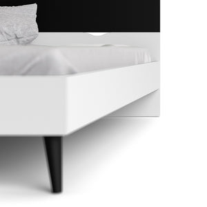 Oslo Euro Double Bed (140 x 200) in White and Black Matt