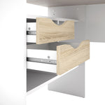 Function Plus Corner Desk 2 Drawers in White and Oak FSC Mix 70 % NC-COC-060652