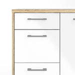 Homeline Sideboard 4 Drawers 1 Door in Oak with White High Gloss