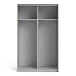 Verona Sliding Wardrobe 120cm in Oak with White Doors with 2 Shelves