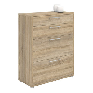 Prima Bookcase 2 Shelves with 2 Drawers + 2 File Drawers in Oak