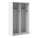 Verona Sliding Wardrobe 120cm in White with White Doors with 2 Shelves