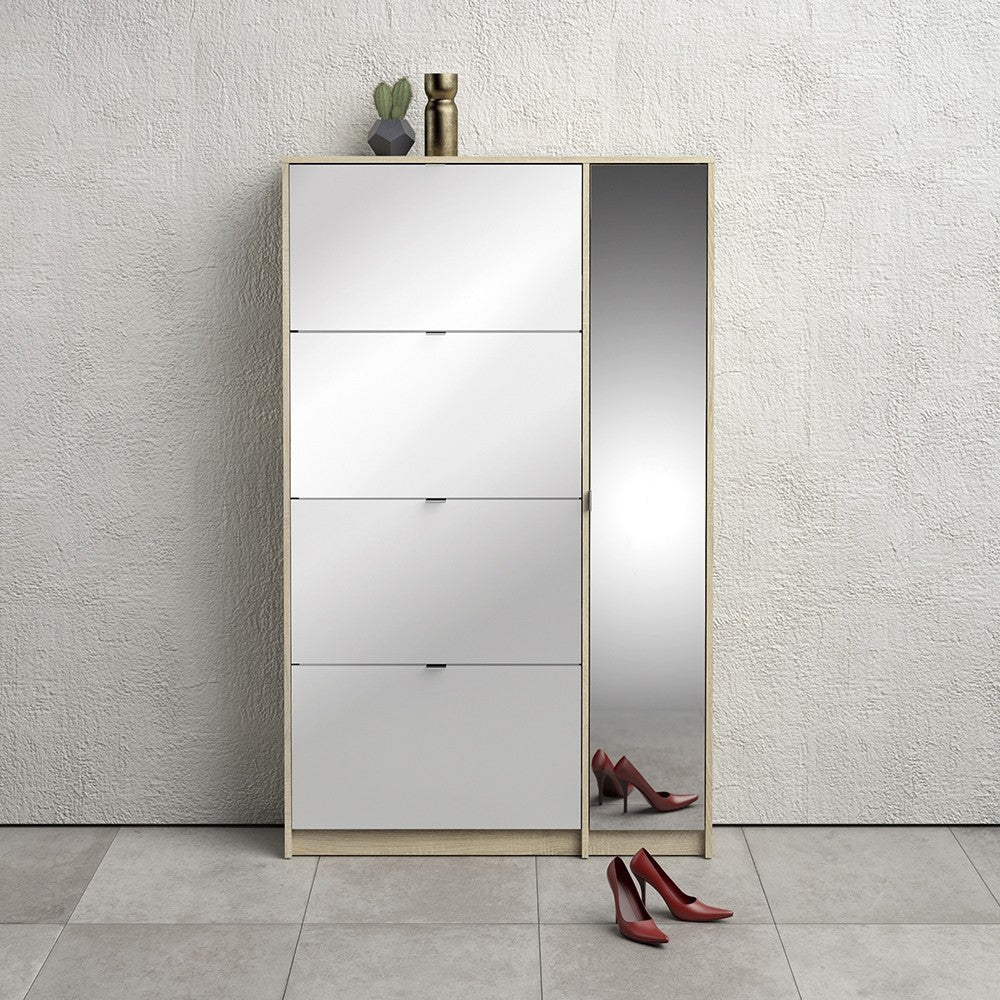 Shoes Shoe cabinet w. 4 tilting doors and 2 layers + 1 mirror door