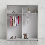 Verona Sliding Wardrobe 180cm in Oak with White and Mirror Doors with 2 Shelves