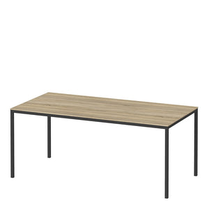 Family Dining Table 180cm Oak Table Top with Black Legs