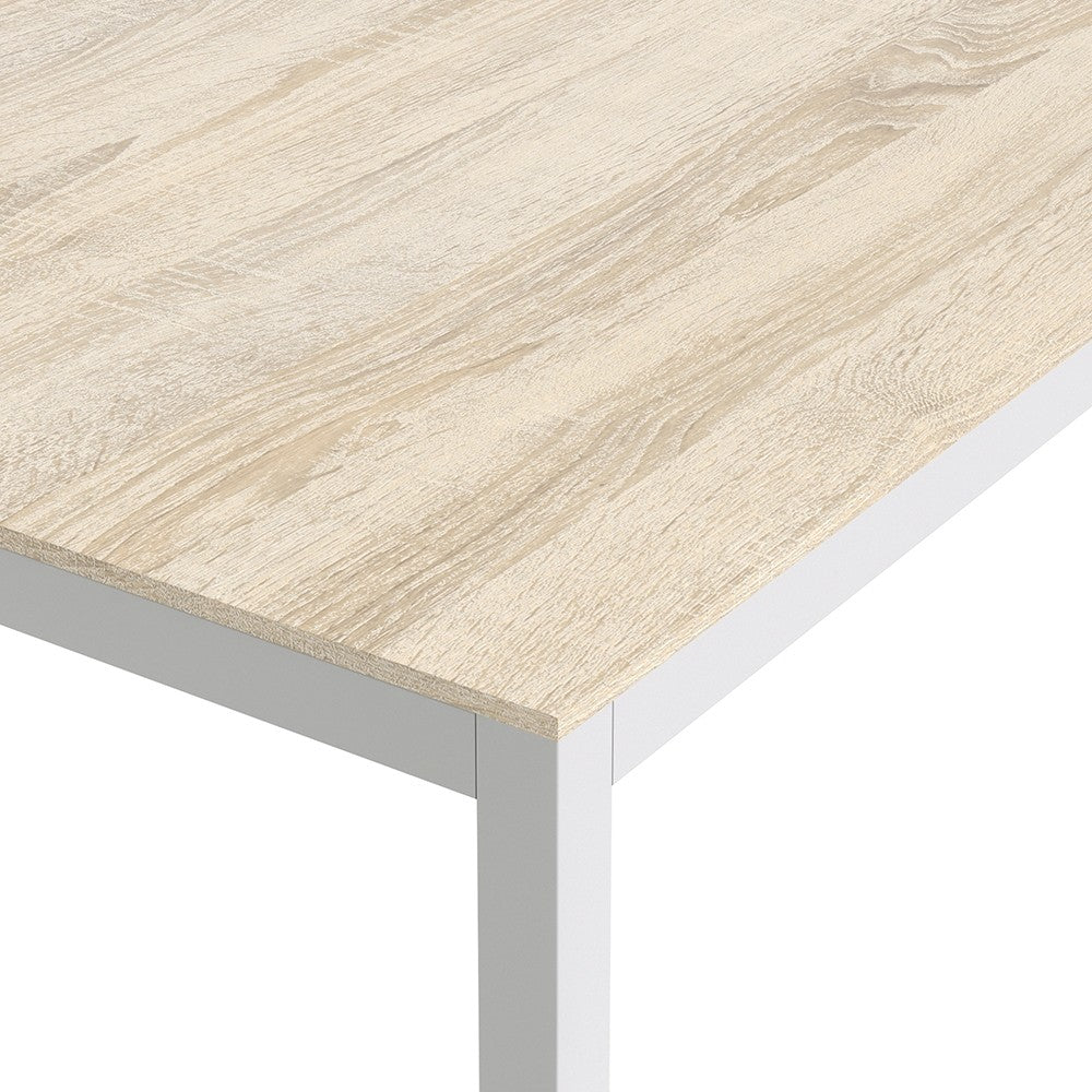 Family Dining Table 180cm Oak Table Top with White Legs