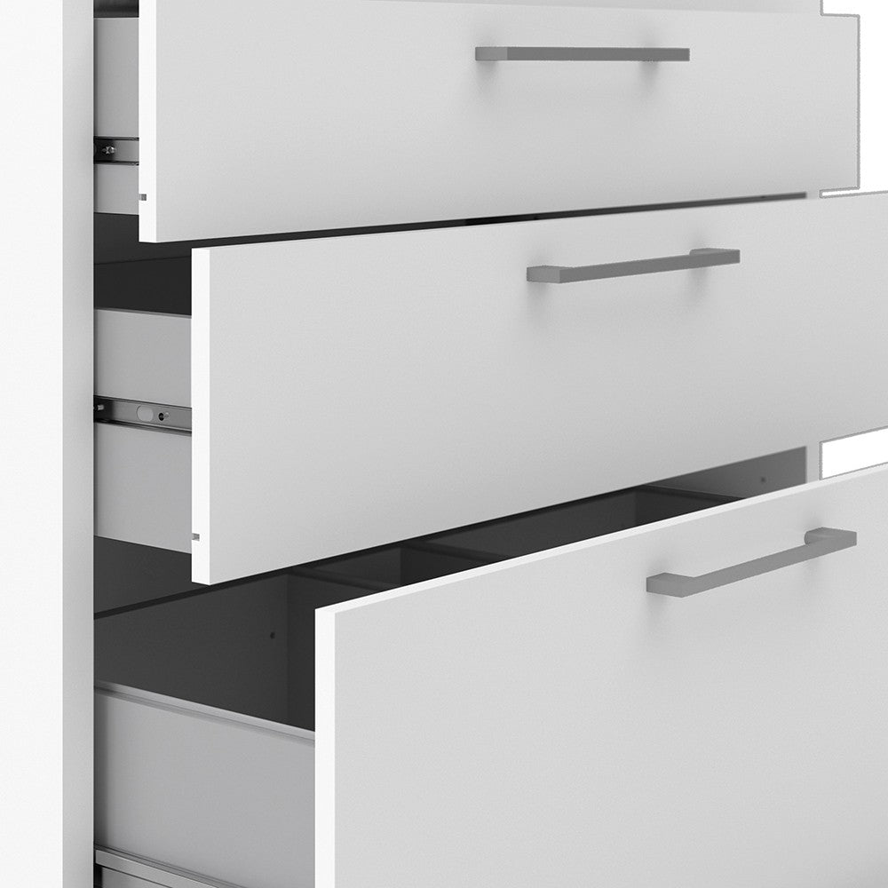 Prima Bookcase 4 Shelves with 2 Drawers + 2 File Drawers in White