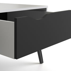 Oslo Coffee Table 1 Drawer 1 Shelf in White and Black Matt FSC Mix 70 % NC-COC-060652