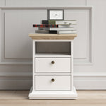 Paris Bedside 2 Drawers in White and Oak