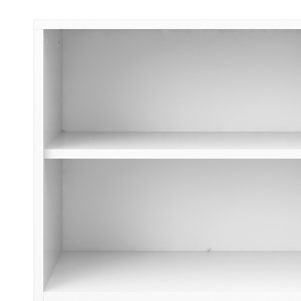 Prima Bookcase 4 Shelves with 2 Drawers and 2 Doors in White