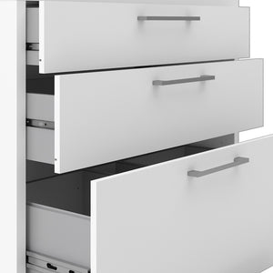 Prima Bookcase 5 Shelves with 2 Drawers + 2 File Drawers in White