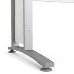 Prima Desk 120 cm in White with Silver grey steel legs