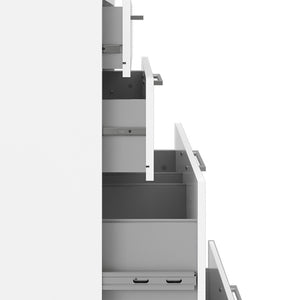 Prima Bookcase 5 Shelves with 2 Drawers + 2 File Drawers in White