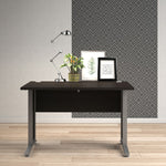 Prima Desk 120 cm in Black woodgrain with Silver grey steel legs