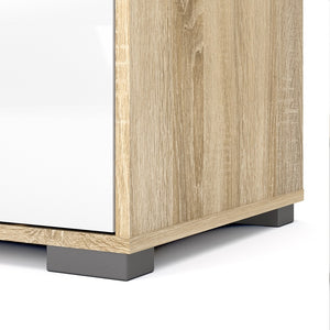 Homeline Chest of 4 Drawers in Oak with White High Gloss