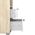 Homeline Bedside 2 Drawers in Oak with White High Gloss