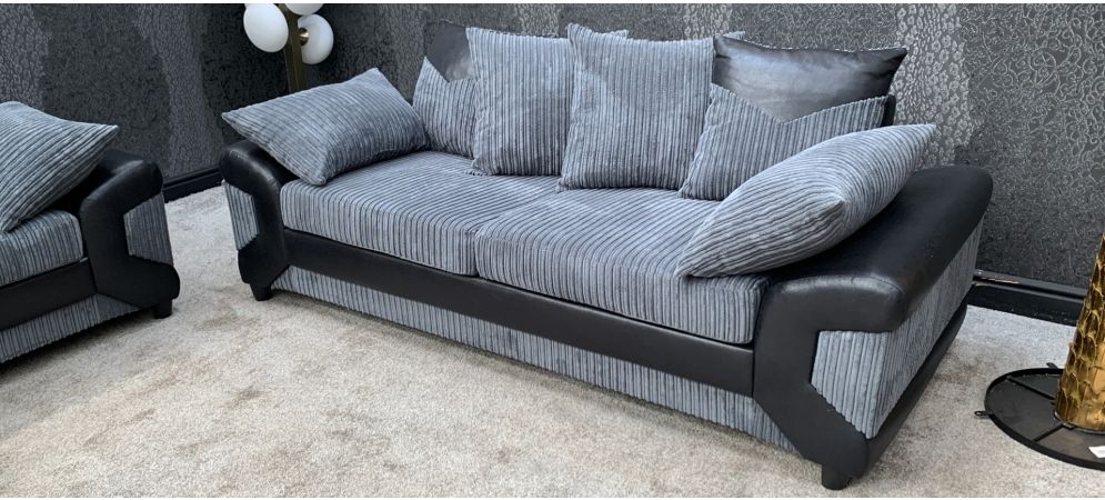 Dino Fabric 3 + 2 Seater Monty Metropolis Black and Grey