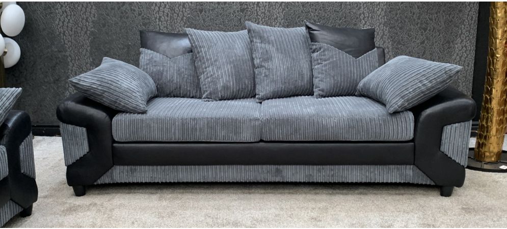 Dino Fabric 3 + 2 Seater Monty Metropolis Black and Grey