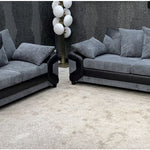 Dino Fabric 3 + 2 Seater Monty Metropolis Black and Grey