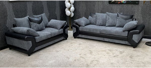 Dino Fabric 3 + 2 Seater Monty Metropolis Black and Grey